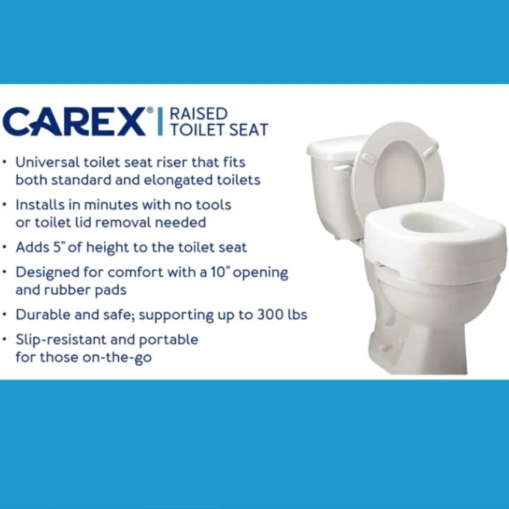 Carex Economy Raised Toilet Seat, 5.5''‎ White, 300 lb Capacity - 1 Count